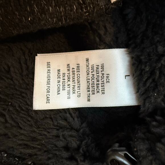 Free Country Men’s Sherpa Lined Fleece Zip Hoodie Jacket Size L Black GUC - Picture 6 of 8